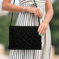 thumbnail image 6 of Kukuzhu Women Crochet Shoulder Bag Handmade Woven Beach Crossbody Handbag Satchel Purse with Tassel for Summer, 6 of 6