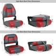 thumbnail image 3 of NORTHCAPTAIN Deluxe 52" Folding Bass Boat Seat 3 PCS for Fishing,Stainless Steel Screws Included,Charcoal/Red, 3 of 5
