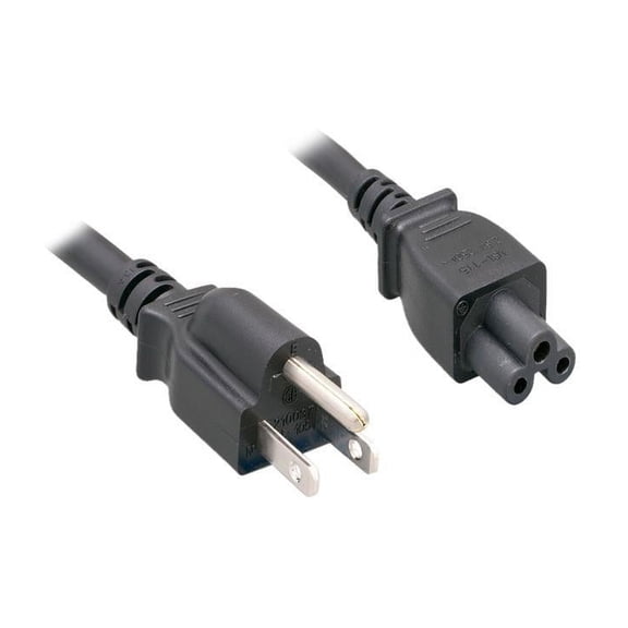 Nippon Labs 18 AWG 3 Prong US Notebook Power Cord NEMA 5-15P to C5, 1 ft. Black Power Cable
