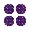 thumbnail image 2 of Disketp Purple Mardi Gras Funny Coasters,4 Pcs Leather Coasters With Holder, Perfect Housewarming Hostess Gifts,Protect Furniture From Water Marks Scratch And Damage, 2 of 9