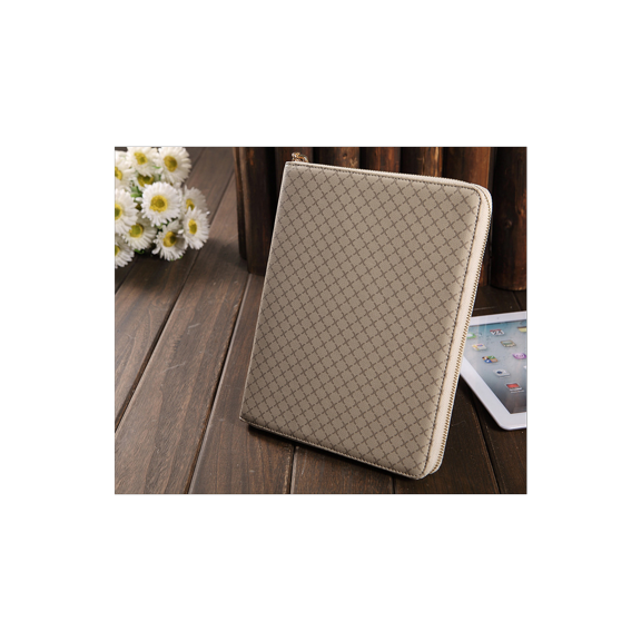 iPad Mini 1/2/3 Case -Fashion Plaid Pattern Design Wristlet Intelligent Automatic Dormancy PU Leather Flip Zipper Stand Full Body Protector Case Cover Skin For iPad Mini 1/2/3(Brown)