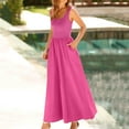 thumbnail image 4 of Maxi Dresses for Women 2025, Woman Fashion Comfortable Summer Solid Color Pocket Sleeveless Round-Neck Dress(Hot Pink,S), 4 of 8