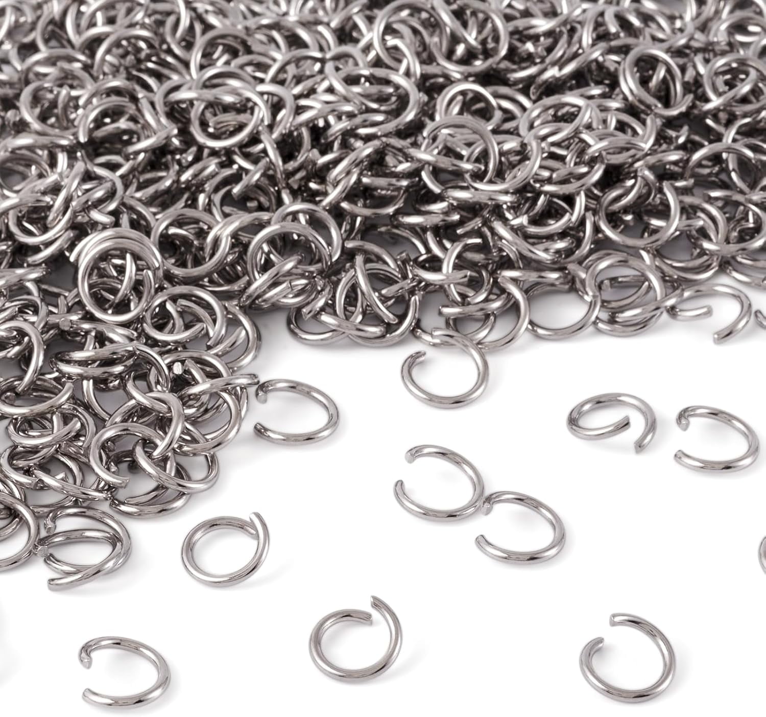 1000Pcs Stainless Steel Open Jump Rings 10mm Round 1.4mm Thick Metal Round Unsoldered Ring Connectors For Chainmail Jewelry Making