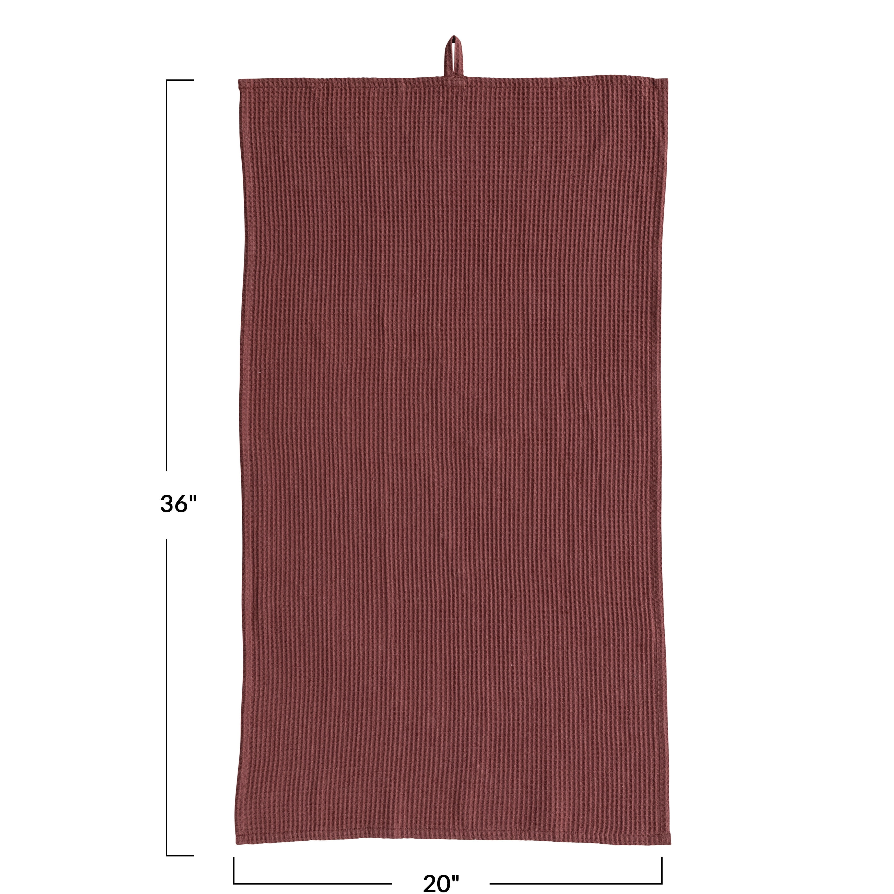 Creative Co-Op Oversized Woven Linen and Cotton Waffle Decorative Tea Towel with Loop for Dining and Kitchen, Berry Color