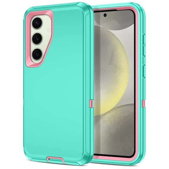 Petocase for Samsung Galaxy S25,Galaxy S24 Case,Military Grade Drop Protection Heavy Duty Tough Rugged Shockproof Phone Case for Galaxy S25/S24 6.2 inch,,Teal/Pink