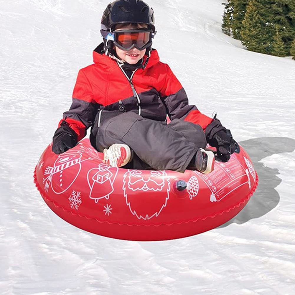 Outdoor,Wear Resistant Ski Circle Winter CALIDAKA Snow Tube 37inch,Inflatable Snow Sled with Handles,Heavy Duty Snow,Snow Rider Tube for Kids and Adults Christmas red red 