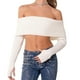 thumbnail image 5 of Tops de manga larga para mujer jersey con hombros descubiertos Top corto extremo Otoño Invierno Hugtrwg Para estrenar, 5 of 6