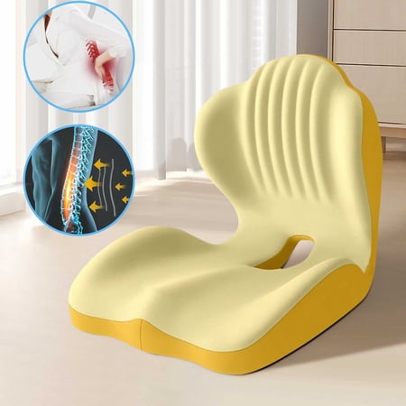 Ergonomic Seat Cushion with L-Shaped Design for Office Chair | Memory Foam Orthopedic Cushion with Coccyx Hollow Lumbar Support & Tailbone Pain Relief for Office Chair Car Truck Gaming Chair