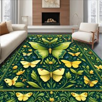 Flatwoven High Traffic Area Rug, Trendy Dark Green Aesthetic, Non Slip, Stain Resistant, Washable Area Rugs for Living Room, Bedroom(Green, 5X7)