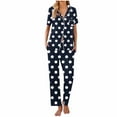 thumbnail image 7 of QLEICOM Womens Pajama Sets,Pajamas for Women Set,Women's Short Sleeve Print Pajama Sets with Pockets Casual V Neck 2 Piece Lounge Sets, 7 of 7