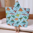 thumbnail image 5 of Blue Cartoon Dinosaurs Names Pattern Hooded Bath Towel，50"x30" for Ages 3 To 12 Kids, Quick Dry Lightweight Soft Microfiber Hood Beach Towel Cover Up for Kids, 5 of 7
