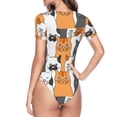 thumbnail image 4 of Balery Women'Sfunny Cats Crew Neck Round Neck Short Sleeves Slim Fit Casual Basic Extender Bodysuit Daily Jumpsuit T Shirts-Medium, 4 of 9
