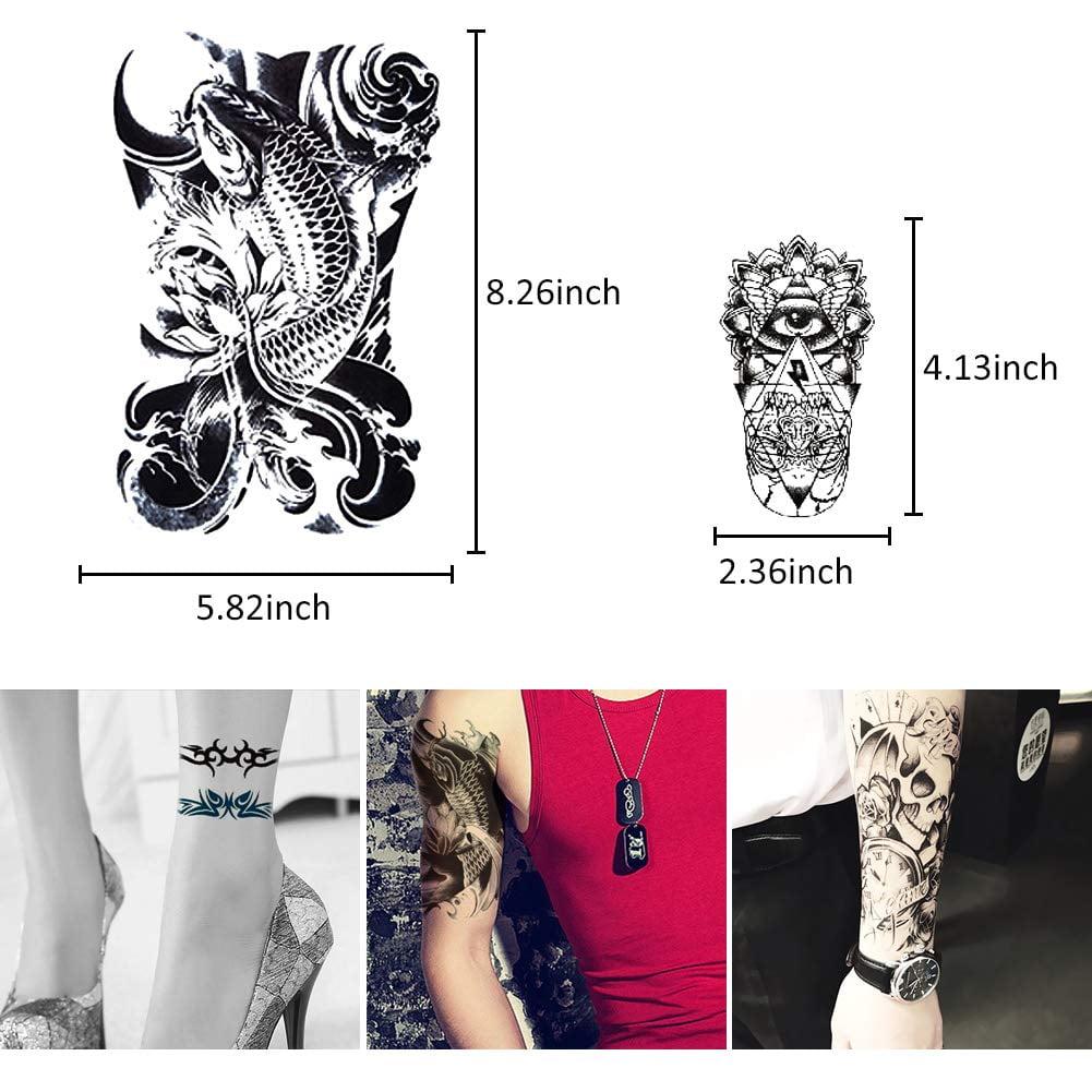 32 Sheets Temporary Tattoos Stickers, 12 Sheets Fake Arm Chest Shoulder