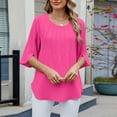 thumbnail image 4 of Jalioing Women's Chiffon Shirts Half Sleeve Crew Neck Summer Fashion Blouses Casual Trendy Plain Tops, 4 of 7