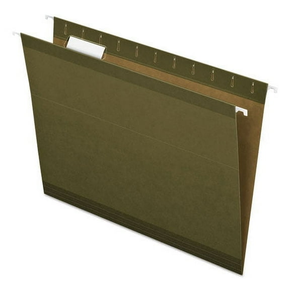 Reinforced Hanging File Folders, Letter Size, 1/5-Cut Tab, Standard Green, 25/box | Bundle of 2 Boxes