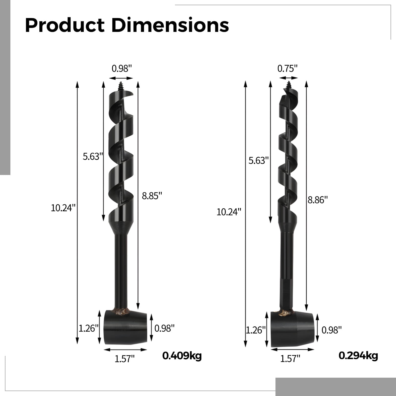 2PCS Hand Wood Auger Drill Bits, 0.75" & 1" Carbon Steel Manual Scotch Eye Augers, Bushcraft Camping Survival Hand Drill Tools for Woodworking, Emergency Shelter, Outdoor DIY Projects