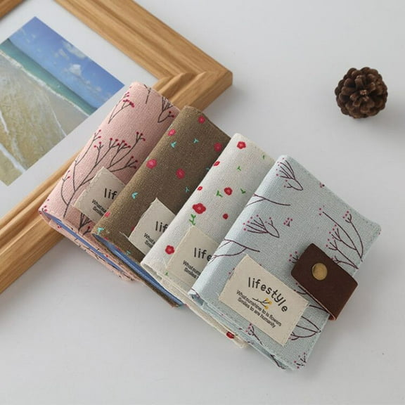 OFFIGAM Women Canvas Card Case Beige, ID Card Holder Wallet for Daily Use, Compact and , 1 Set