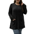 thumbnail image 3 of Long Sleeve Shirts for Women Long Sweaters with Pockets Tunic Tops Loose Fit Black XXL, 3 of 8