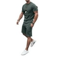 thumbnail image 1 of Honganda Male Solid Color Round Neck Short Sleeve T-Shirt+ Shorts with Pocket, 1 of 8