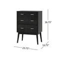 thumbnail image 3 of GDF Studio Wilbur Mid Century Modern Wooden 3 Drawer Chest, Black, 3 of 8