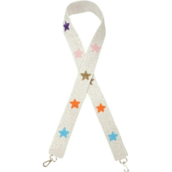 Beaded Purse Strap with Stars Multi Colors Rainbow  49 Long Concert Outfit for Clear Bags College Gameday Swift Gold Clips
