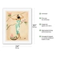 thumbnail image 2 of Magnolia - Hawaiian Woman reaches for a Magnolia Blossom Flower - Vintage Hawaiian Airbrush Art by Gill c.1940s - Fine Art Rolled Canvas Print 20in x 26in, 2 of 4