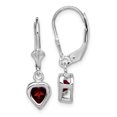 thumbnail image 1 of Sterling Silver Rhodium 5mm Heart Garnet Leverback Earrings QE2046GA, 1 of 2