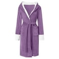 thumbnail image 3 of Men's Casual Hooded Pajama Set Solid Patchwork Wear Comfortable Drawstring Bathrobe Three Quarter Sleeve Sleepwear, 3 of 3