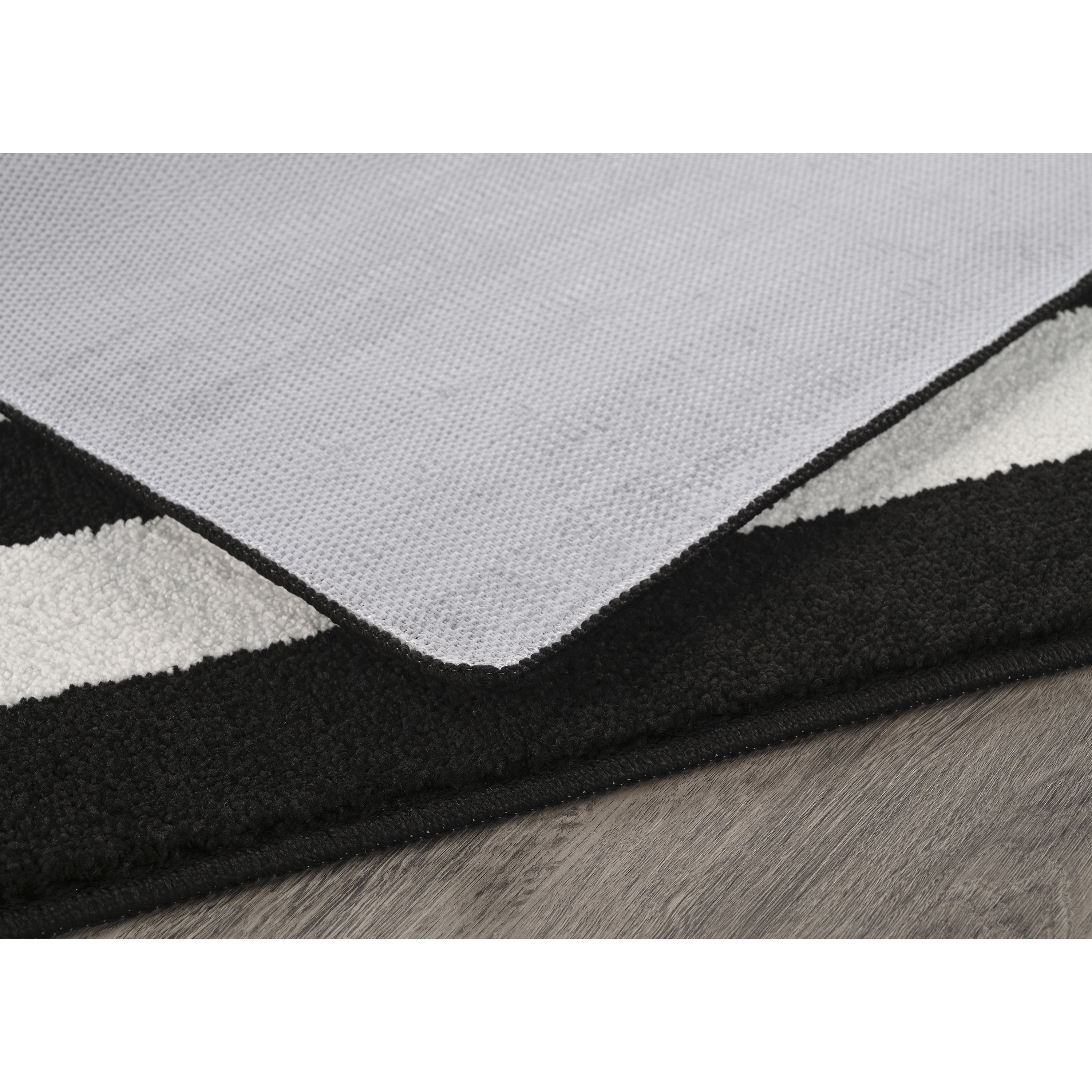 Garland Rug Beach Stripe Washable Black/White Bathroom Rug, 21" x 34"