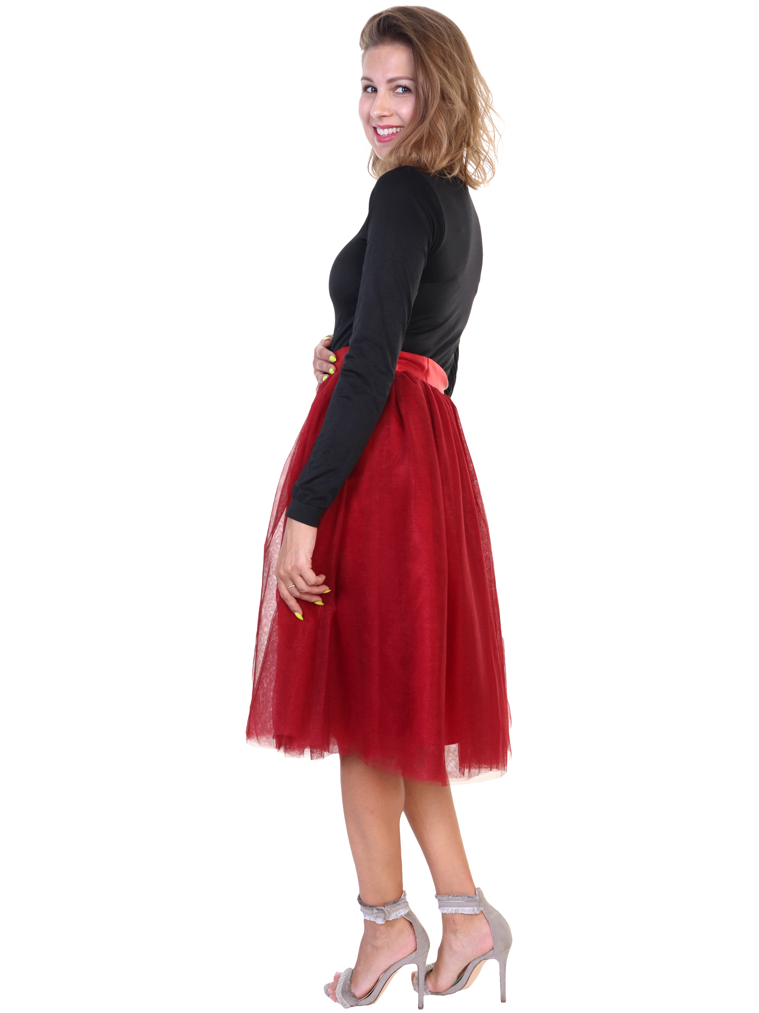 "Angelina Mesh Tutu Midi Skirt with Detachable Satin Ribbon (1-Pack)" - image 2 of 3