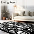 thumbnail image 2 of ODIKA 8'x10' Machine Washable Non-Slip Area Rug, Bone Collector Macabre Floor with Death Head Imagery High Traffic Rug with Pad, Black, 654874, 2 of 8