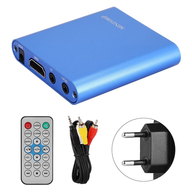 Support Carte Mémoire Lecteur Multimédia Portable, Lecteur Multimédia Compact, pour HDTV Gris, Argent, Bleu