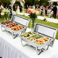 thumbnail image 3 of Stainless Steel Buffet Server Set, 3-Well Rectangular Chafing Dish Multi-Compartment Food Warmer for Catering, Wedding Events, Home Parties, 3 of 7