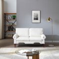 thumbnail image 3 of 66-Inch Modern Linen Loveseat Sofa with Wooden Legs & Crystal Button and Copper Nail, Tufted Backrest, Perfect for Living Room, Bedroom, or Office (Beige), 3 of 7