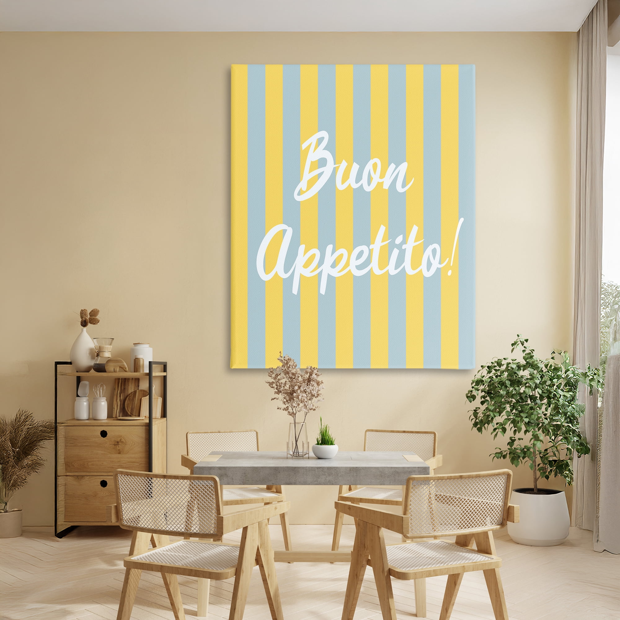 Stupell Industries Buon Appetito Blue Yellow Stripes Canvas Wall Art, design by SD Graphics Studio
