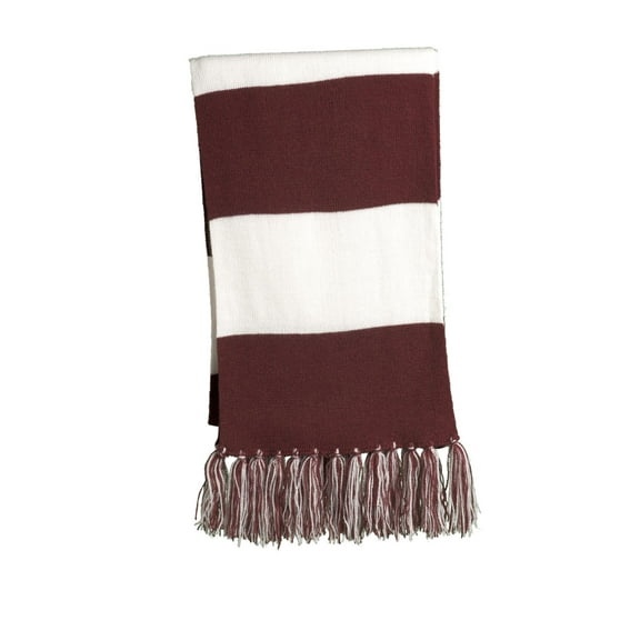 Sport Tek Adult Unisex Regular Spectator Scarf Maroon/White One Size Fits All