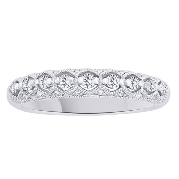 AFFY White Natural Diamond Anniversary Band Ring In 10k White Gold (0.25 Cttw)