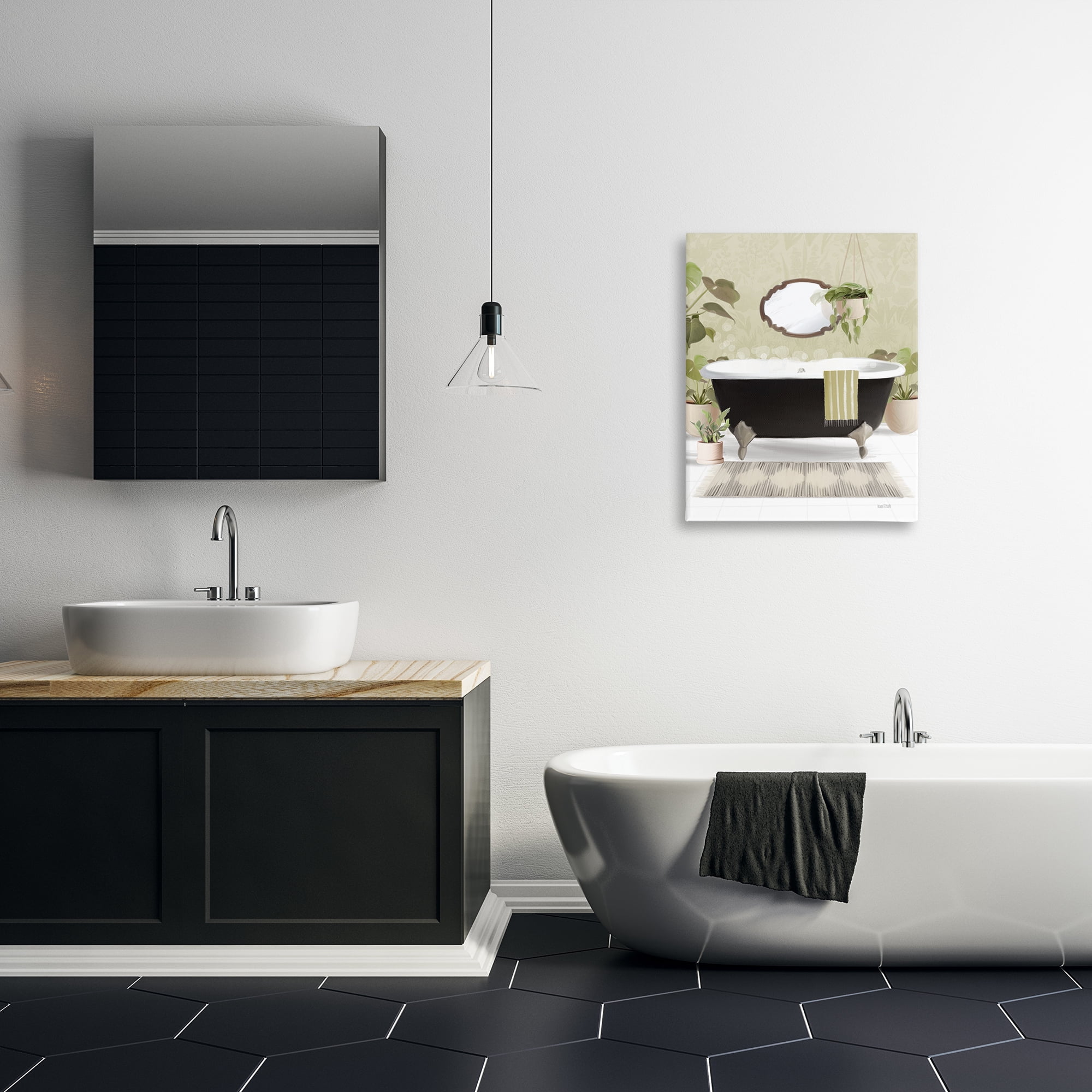 Stupell Industries Relaxing Bathroom Tub Bath & Laundry Painting Wrapped Canvas Art Print Wall Art, 24 x 30