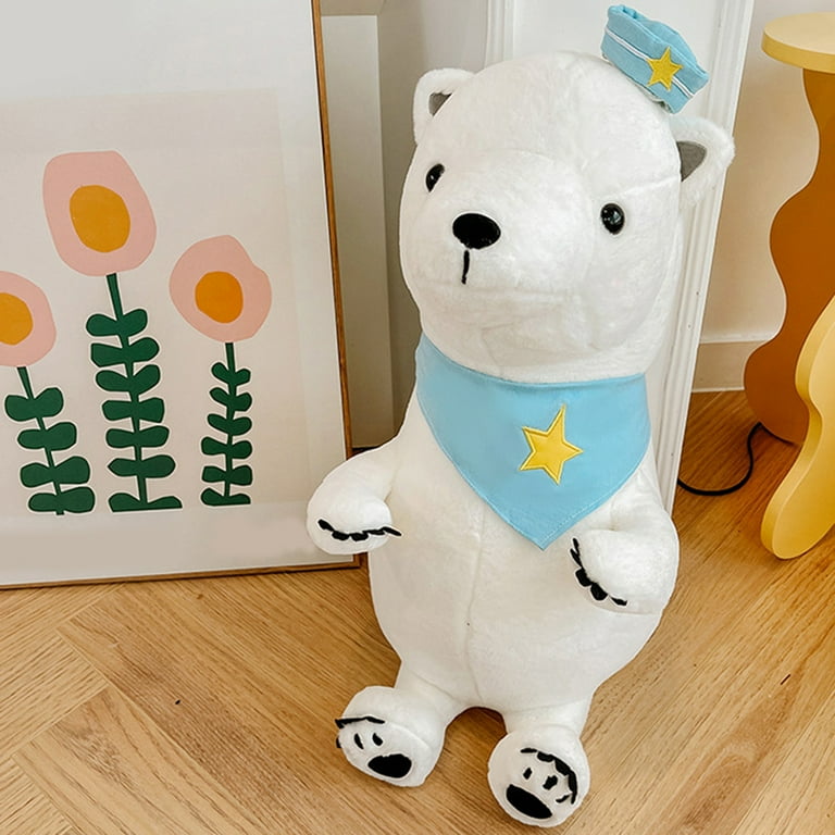 DISHAN Polar Bear Plush Toy 25 35 45cm Bedroom Decor Hat Bib Exquisite Stuffed Bear Doll Plush Pillow Toy Ornament