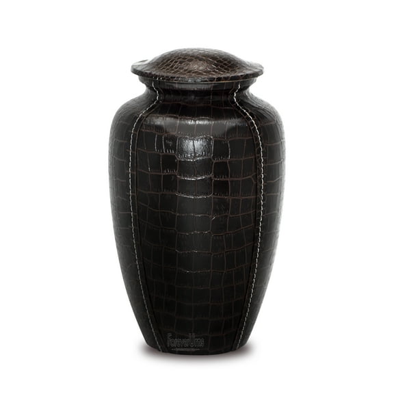 FOREVER URNS - CHERISH THE MEMORIES Adult Cremation Urn for Ashes- Classic Textured Leather Urn (Brown)