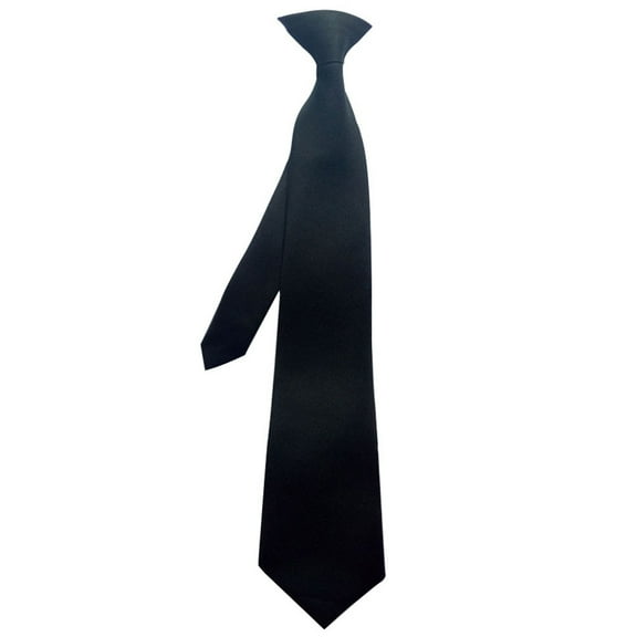 MAGNIFIQUE 50x8cm Mens Uniform Solid Black Color Imitation Silk Clip-On Pre-Tied Neck Ties for Police Security Wedding Funeral