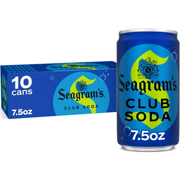 Seagram's Club Soda Sparkling Water Fridge Pack Mini Cans, 7.5 fl oz, 10 Pack