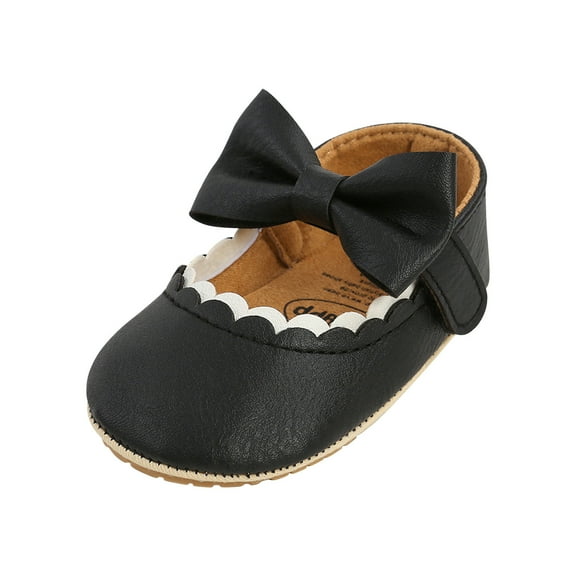 POIUYTR Baby Girls Mary Jane Flats with Bownot Non Slip Soft Sole PU Leather Newborn Infant Toddler First Walking Cirb Dress Shoes