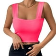 thumbnail image 2 of Women's Square Neck Sleeveless Double-Layer Tank Tops Basic Tight T Shirts, 2 of 9