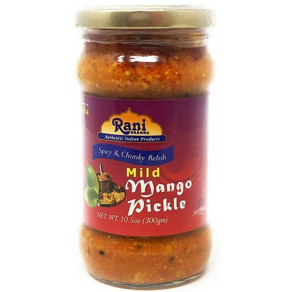 Rani Mango Pickle Mild (Achar, Spicy Indian Relish) 10.5oz (300g) ~ Glass Jar, All Natural | Vegan | Gluten Friendly | NON-GMO | No Colors | Popular Indian Condiment, Indian Origin