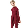 thumbnail image 5 of IBTOM CASTLE Kids Girls Burkini Swimsuits Toddler Modest Muslim Swimwear Long Sleeve Full Cover Swim Top Pants Hijab 3PCS Bathing Suit Rash Guard 5-6 Years Wine Red, 5 of 8