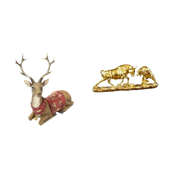 Escultura Majestuosa De Ciervo Y Toro, Adorno Moderno De Mesa De Granja, Figura De Alce Y Vaca, Estatua De Animal Feng Shui Para Sala De Estar, Oficina, Dormitorio, Decoración De Escritorio