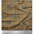 thumbnail image 1 of Soimoi Brown Cotton Duck Fabric Leaves & Geometric Decor Fabric Printed Yard 42 Inch Wide, 1 of 3