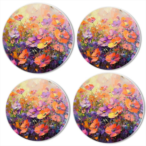 Bahomeck Electric Stove Burner Covers Set Of 4,Oil Painting Of Flowers In The Style Of Palette Knife Metal Gas Stove Burner Covers,Protecting Gas Stoves,8 Inch And 10 Inch