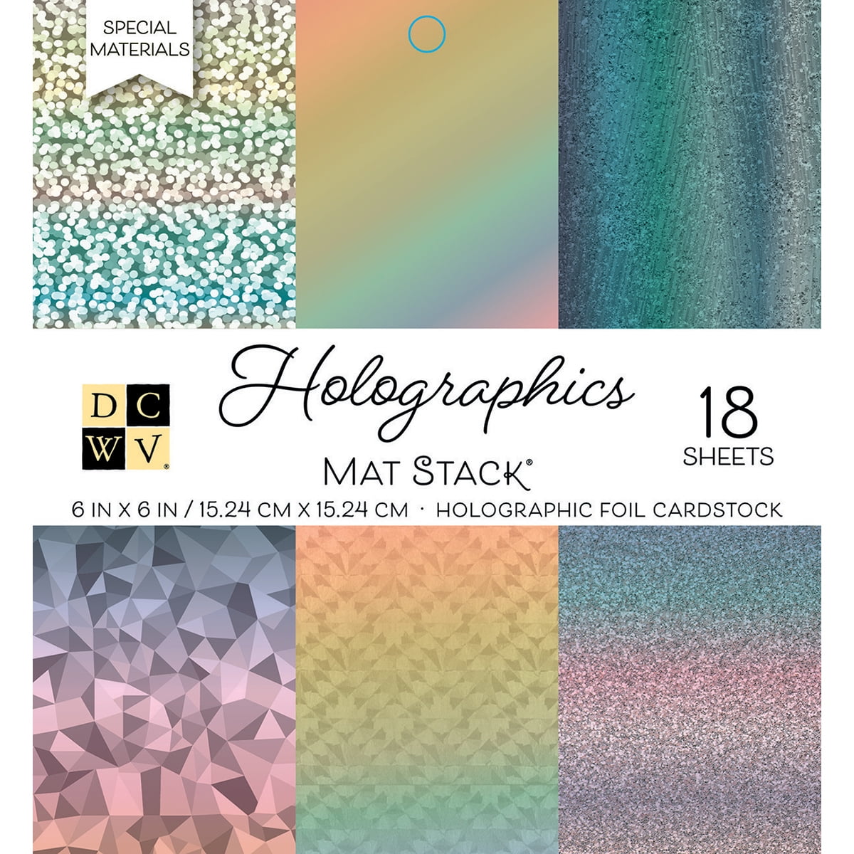 DCWV Single-Sided Cardstock Stack 6'X6' 18/Pkg-Holographics